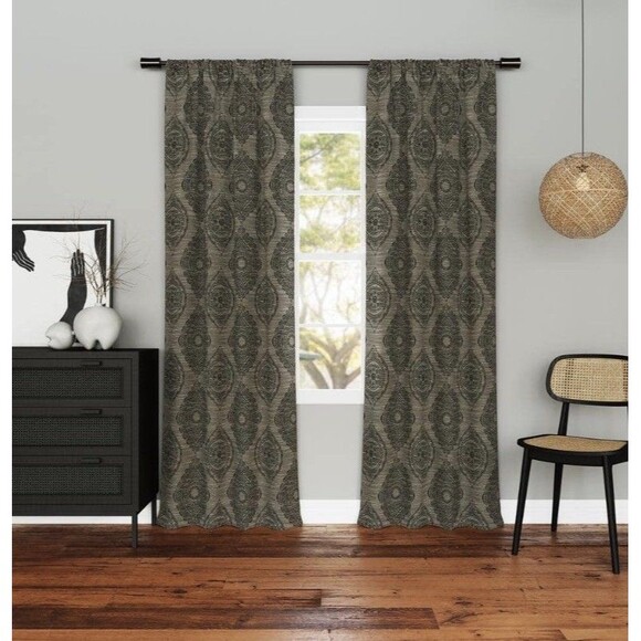 Sun Zero Other - 2 PCs Sun Zero Sintra Medallion Black 40"x84" Polyester 100% Blackout New
